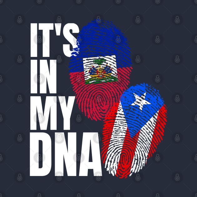 Haitian And Puerto Rican DNA Flag Heritage Gift by Just Rep It!!