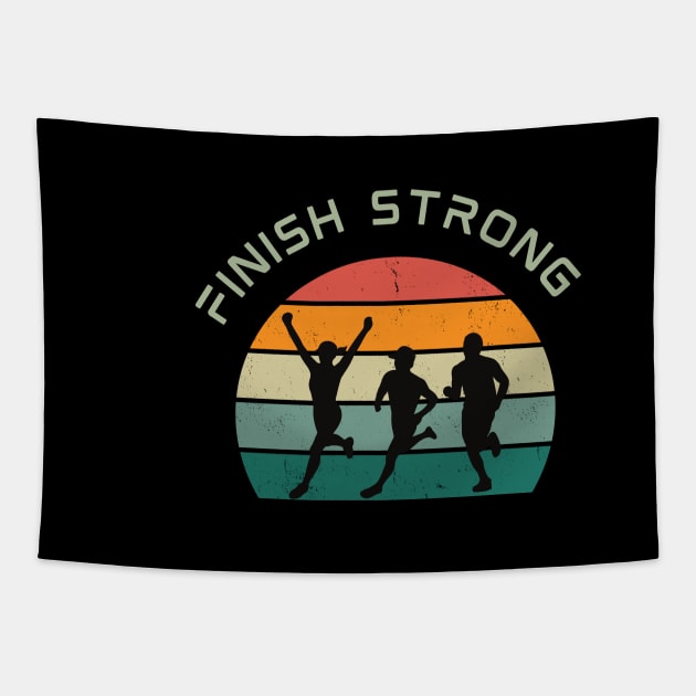 Finish Strong - running motivation Tapestry by Patterns-Hub