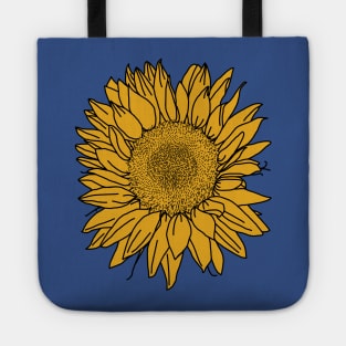 Yellow Sunflower Line Drawing Tote