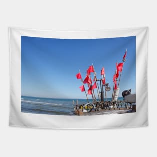 Fishing boat, beach, Binz, Ruegen, Mecklenburg-Western Pomerania, Germany Tapestry