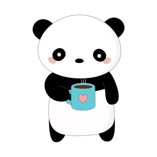 Kawaii Panda Coffee Lover T-Shirt by happinessinatee