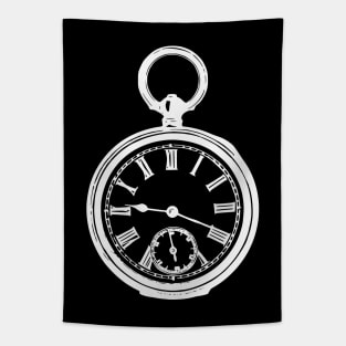 White Vintage Pocket Watch Tapestry