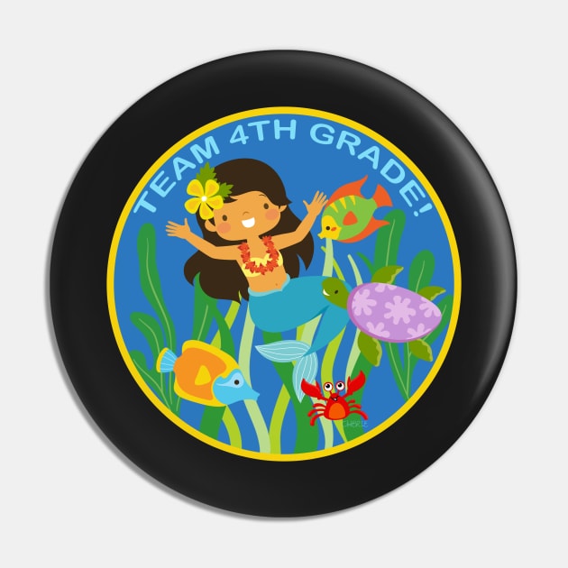 Team 4th Grade! Underwater Friends School Mermaid Children Back to School Pin by CheriesArt