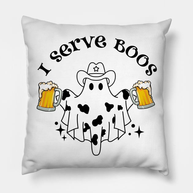 I serve Boos! Bartender spooky Tee Pillow by Turtle Trends Inc