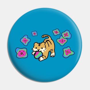 Tiger Pride Flag (Polysexual) with Cute Flower Drop (LGBTQ+ Pride Month) Pin