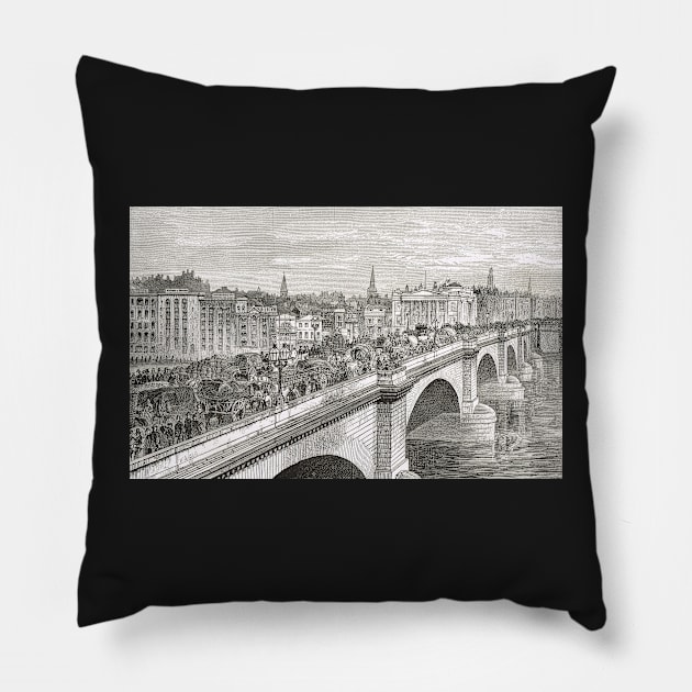 London Bridge in the 19th Century Pillow by artfromthepast