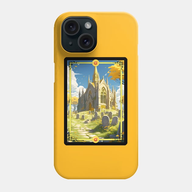 Sunlit Graveyard and Mausoleum Scene - CCG Borderless Full Art - 1st Edition Phone Case by Rogue Wizard