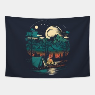 Camping By The Camp Fire Under The Stars Tapestry