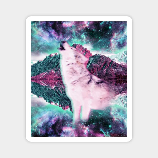 Trippy Psychedelic Wolf In Space Magnet by Random Galaxy