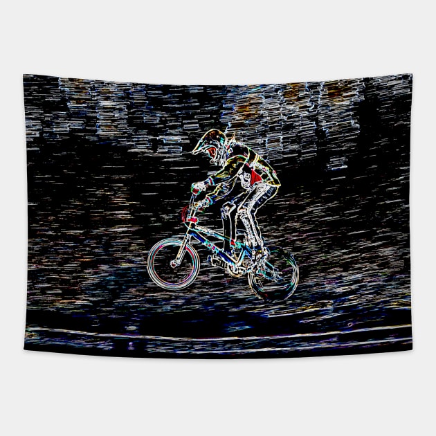 bmx racing Tapestry by rickylabellevie