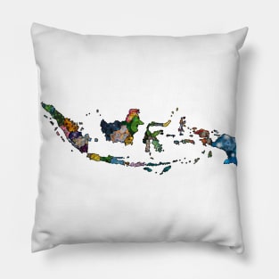 Spirograph Patterned Indonesia Provinces Map Pillow