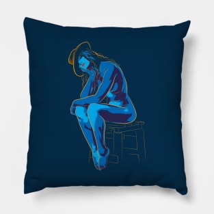 Body art in blue Pillow