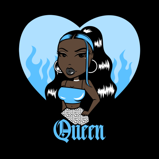 Queen Doll girl Light Blue-Heart V1 by Just In Tee Shirts