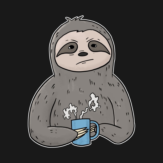 Grumpy Sloth with Coffee Morning Grouch by Mesyo