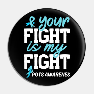 Your Fight Is My Fight Turquoise Ribbon Pin