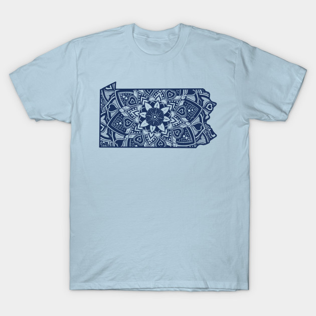 Blue Pennsylvania State Gift Mandala Yoga Pa Art Pennsylvania Yoga T Shirt Teepublic
