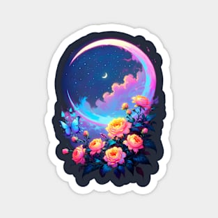 Moon and Flowers in Dreamland Magnet