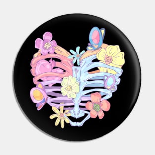 Ribcage pastel goth flowers butterflies Pin