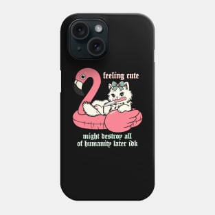 feeling cute kitty cat in flamingo floatie Phone Case