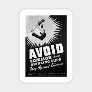 Avoid Common Drinking Cups: Retro Covid Awareness Poster Magnet