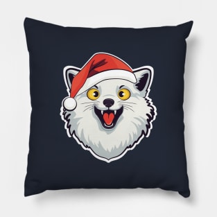 Mad arctic fox Santa Pillow