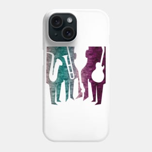 Jazz Band Saxophone Contrabass and Trumpet Tee Phone Case