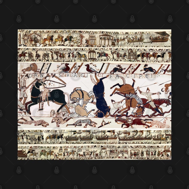 THE BAYEUX TAPESTRY,WAR HORSES AND NORMAN KNIGHTS COMBATTING HORSEBACK by BulganLumini