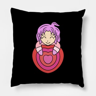 Cute kawaii girl with heart Pillow