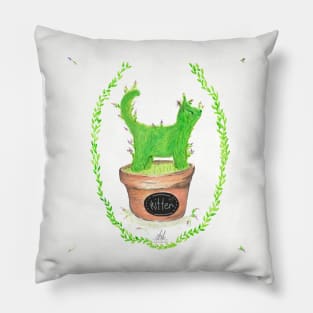 Green Kitten Pillow