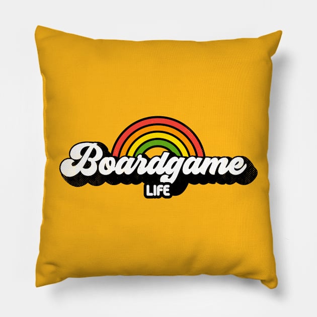 Groovy Rainbow Boardgame Life Pillow by rojakdesigns