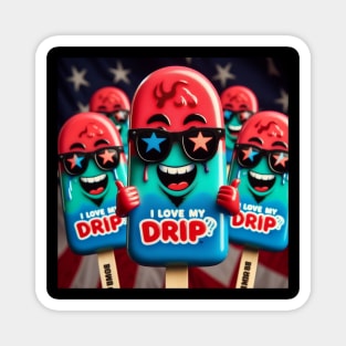 4th of July Drip-Cool Popsicles Magnet