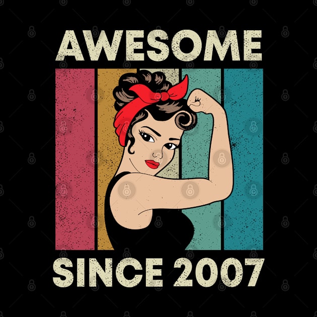 15th Birthday Awesome Since 2007 Vintage Retro Womens by snnt