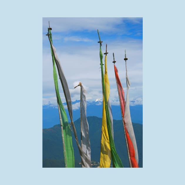 Prayer Flags on the Road in Bhutan by Carole-Anne