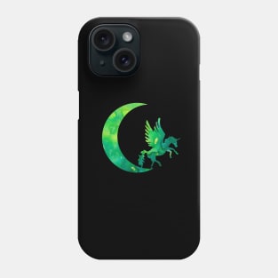 Green Crescent Moon and Unicorn Phone Case