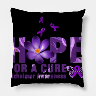 Hope For A Cure Alzheimer Awareness Flower and Butterfly Gift Pillow