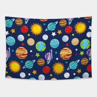 Space Pattern, Planets, Stars, Cosmos, Galaxy Tapestry