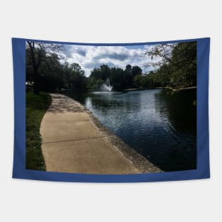 Sidewalk next to the Pond and Fountain in the Middle of Loose Park Tapestry