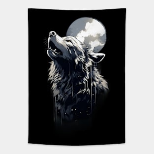 Silver Wolf in the Moonlight Tapestry