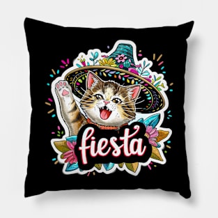 Happy mexican cat cinco de mayo fiesta Pillow