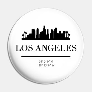 LOS ANGELES CALIFORNIA BLACK SILHOUETTE SKYLINE ART Pin