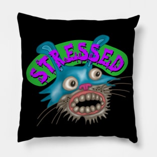 Stressed Bunny Green Purple Pillow