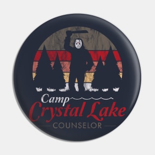 Visit Crystal Lake - Vintage Distressed - Camp Counselor Pin