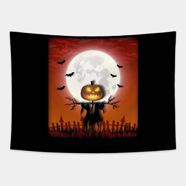 Vintage Halloween Scarecrow T Shirt Tapestry by LetsBeginDesigns