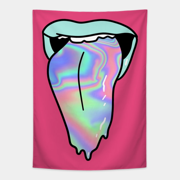 Rainbow Slime Tongue Tapestry by saradaboru