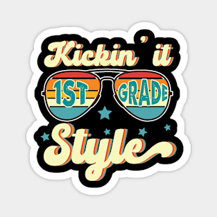 Retro Kickin It 1st Grade Style Teacher Back To School Gift For Boy Girl Kids Magnet