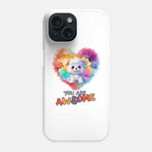 Fluffy: "You are awsome" collorful, cute, furry animals Phone Case