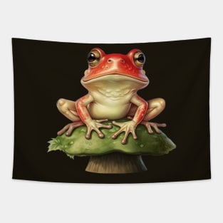 Cute Frog on Toadstool Tapestry