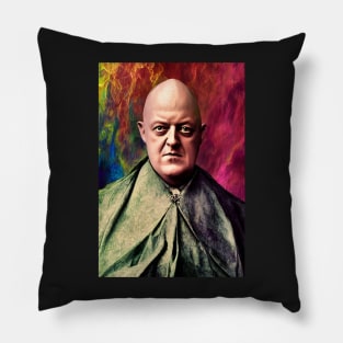 Aleister Crowley The Great Beast of Thelema painted in a Surrealist and Impressionist style Pillow