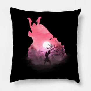 Samurai Silhouete Illustration Pillow