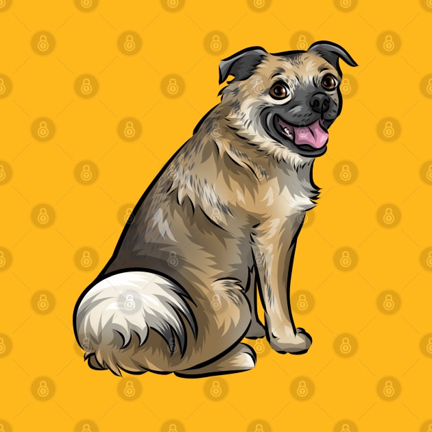 Jug | Pug Jack Russell Terrier Cross | Cute Dog by Shirin Illustration
